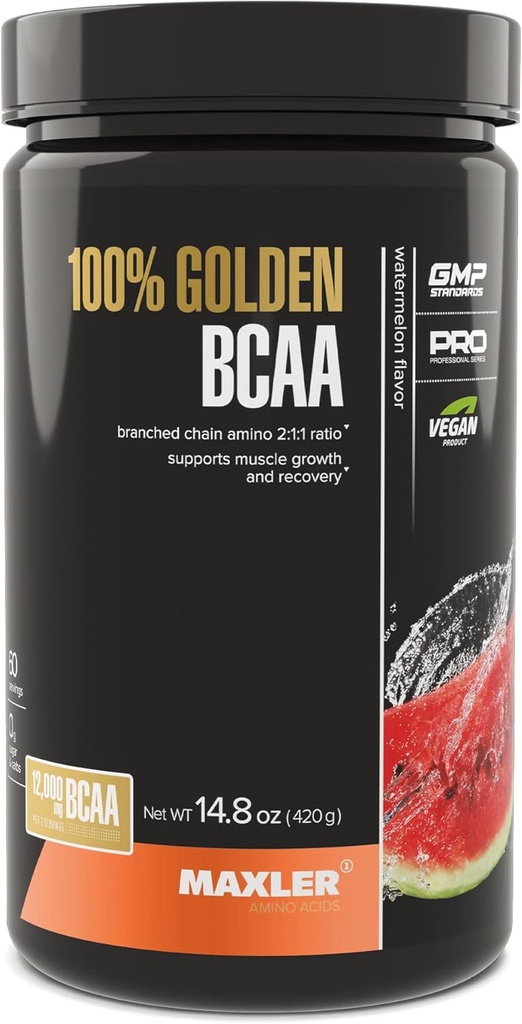 Maxler 100% Golden BCAA Powder - Intra & Post Workout Recovery Drikke til accelereret muskel Inddrivelse & Lean Muscle Growth - 6 g Vegan BCAAs Aminosyrer - 60 Servering - Watermelon