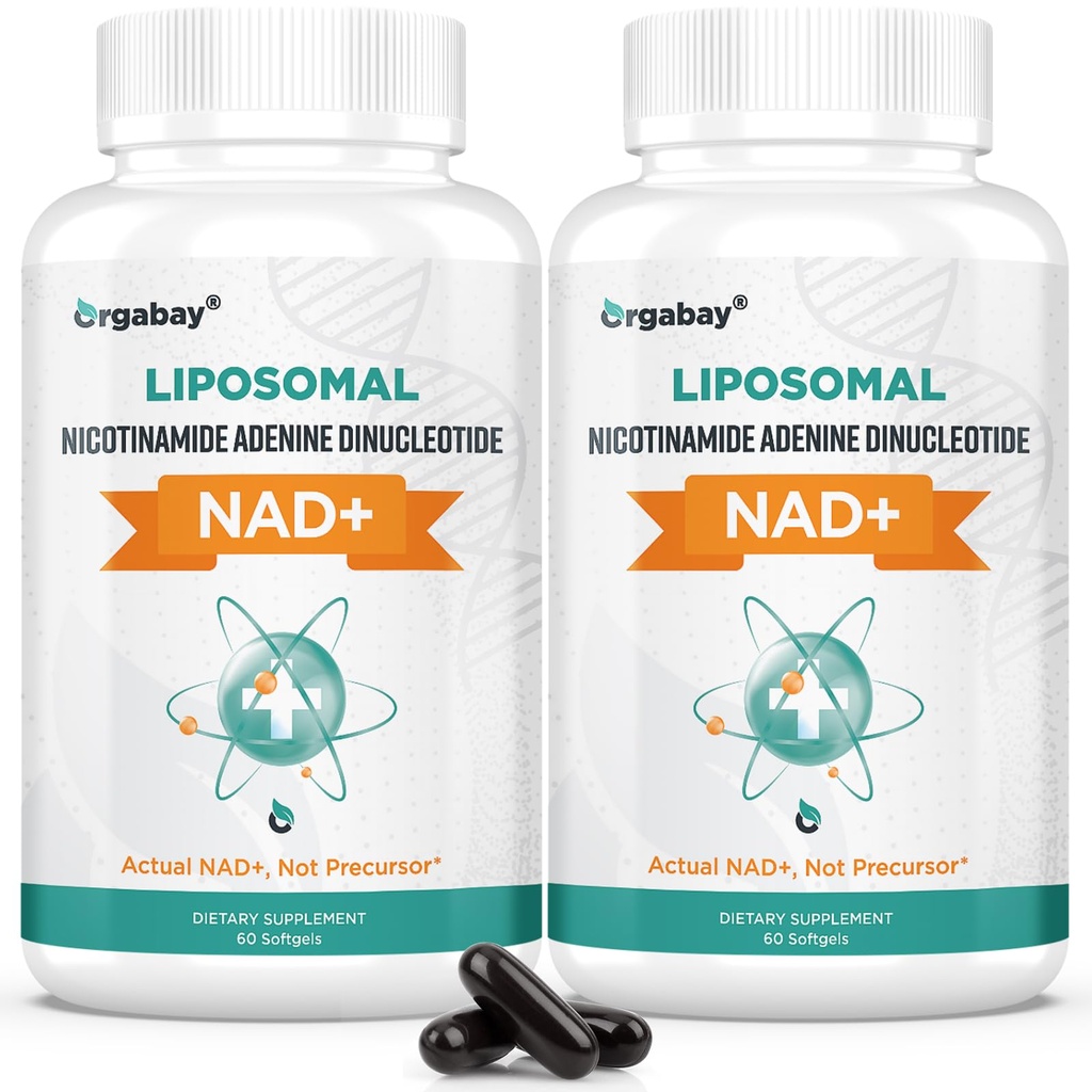 Orgabay Liposomal NAD + Supplement 500 mg, Høj Absorption, Boost NAD + med TMG 250 mg, Faktisk NAD Plus mere effektiv end Nicotinamid Riboside, Support Cellular Energy, Sund Aging