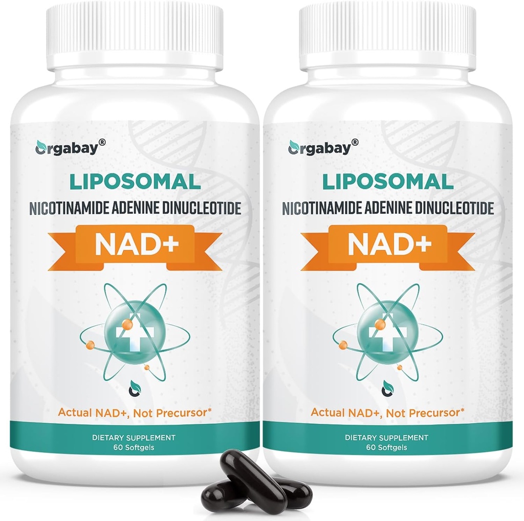 Orgabay Liposomal NAD + Supplement 500 mg, Høj Absorption, Boost NAD + med TMG 250 mg, Faktisk NAD Plus mere effektiv end Nicotinamid Riboside, Support Cellular Energy, Sund Aging