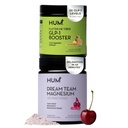 HUM Nutrition Flatter Me Fiber + Dream Team Magnesium Powder Bundle – Digestive Support Fiber & Magnesium Bisglycinate Drink Mix with L-Theanine & Tart Cherry, Cherry Lemon, 2-Product Wellness Routine