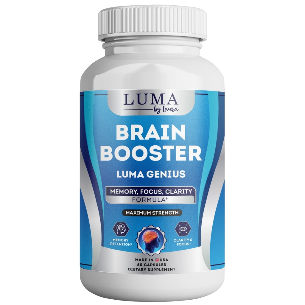 Brain Support Supplement til Klarhed, Hukommelse, Mood, Fokus, Mental Performance - Natural Nootrop for Kognitiv Funktion - med GABA og Green Tea Extract - 60 kapsler
