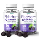 Elderberry Gummies med C-vitamin og zink - immunbooster Elderberry Gummies For voksne og børn - Veganske naturlige ingredienser Defense Multivitaminer med antioxidant Support (120 Gummies)