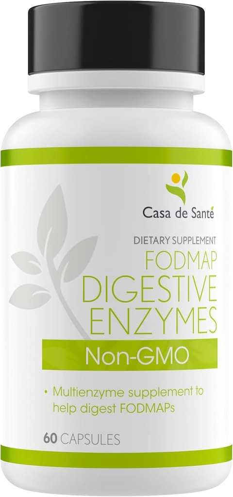 Casa de Sante FODMAP fordøjelsesenzymer, ingen høj inulin, Keto Carnivore Intolerance Support, 18 Multi Enzyme Amylase Bromelain Lipase Lactase Protease Papain Alpha galactosidase, Mere - Ingen GMO