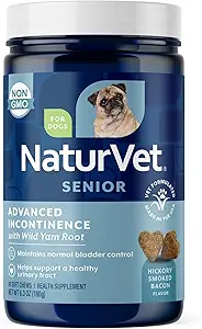 NaturVet Senior Advanced Incontinence Dog Supplement - Hjælper støtte Hundens Bstige Kontrol, Normal vandladning - Inkluderer Synergistisk Blend af Botanicals - 60 Ct. Soft Chews
