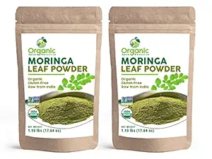 Organic Moringa Powder - 35.28 oz Mezzogiorno 124; pakke med 2 Mezzogiorno 124; USDA Organics, Non-GMO, Kosher, Halal, Moringa Olifera Powder - 100% Raw and Natural, by OSR