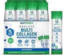 BioTrust Agueless Multi Collagen Peptider Powder - Type I, II, III, V, X - Unflavored Collagen Powder til kvinder & mænd - Hydrolyzed Protein- Grass Fed Beef, Fish, Chicken, Eggshell Membrane (16 pakker)
