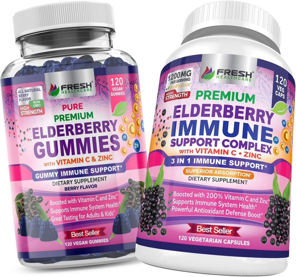 FRESH METHCARE Elderberry Gummies og Elderberry immunsupportkompleks