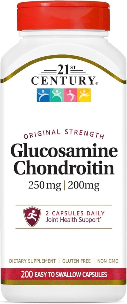 21. århundrede Glucosamin / Chondroitin, Original Styrke, 200 Let at synke kapsler