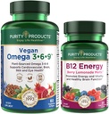 Renhed produkter Bundle - Vegan Omega 3-6-9 + B-12 Energy Smelt Omega 3-6-9 ("5 i 1" Plantbaseret Omega 3 6 9 Essential Fede Acid Complex) - B12 Berry Smelt (Methylcobalamin B12 + B6 + D3 + Mere)