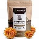 Longevity Botanicals Organic Cordyceps Mushroom Extract Powder 100g · 124; Koncentreret 10: 1 Ratio · 124; 100% Fruiting Krops- 124; Cordyceps Militars Natural Supplement for Energy, Stamina & Respiratory Support