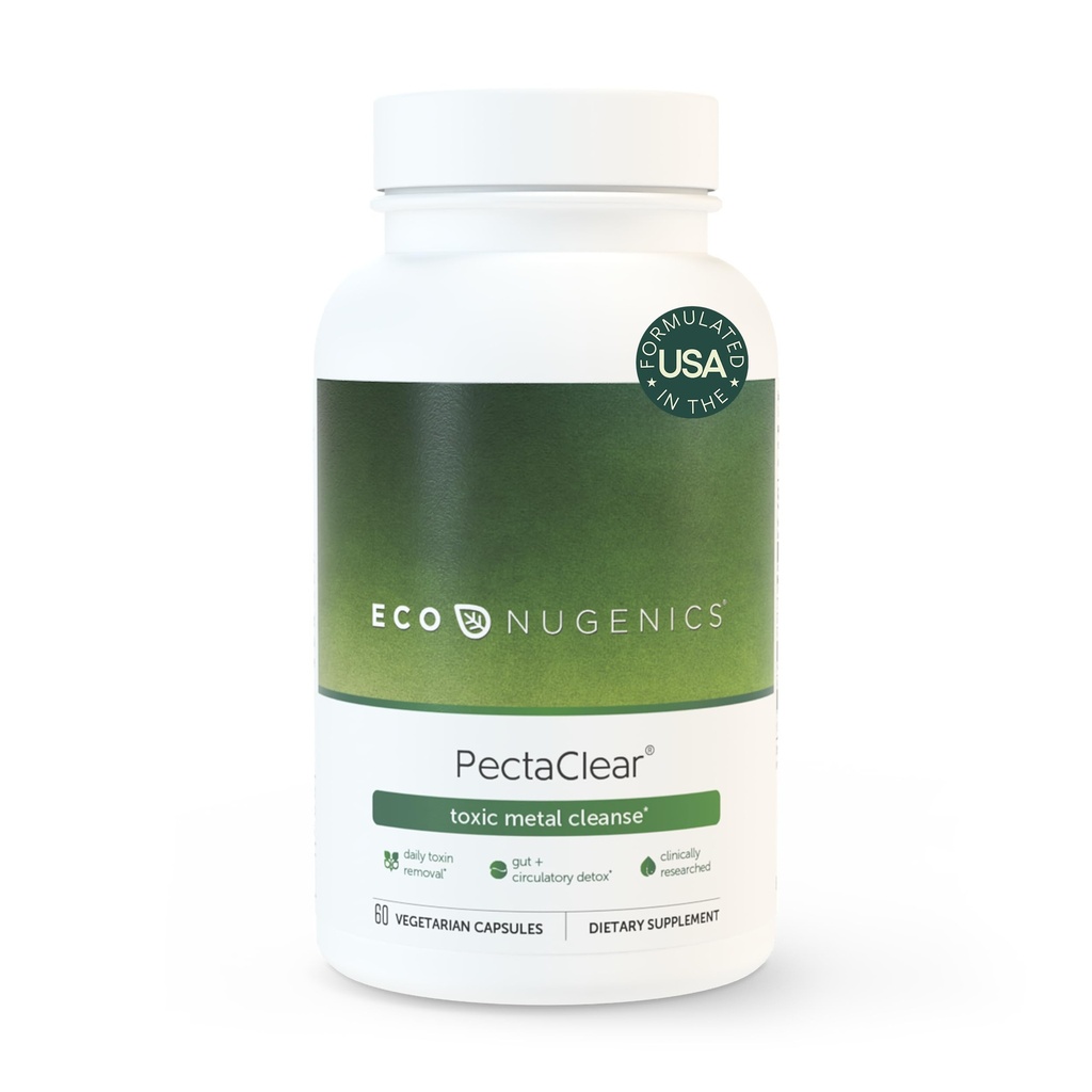 EcoNugenics PectaClear Detox supplement til Giftig Metal Cleanse - naturligt & sikkert eliminerer toksiner til Gut, Lever & Nyre Detox & Reparation - Hjælper med energi, vægt, Hormonbalance - 60 kapsler