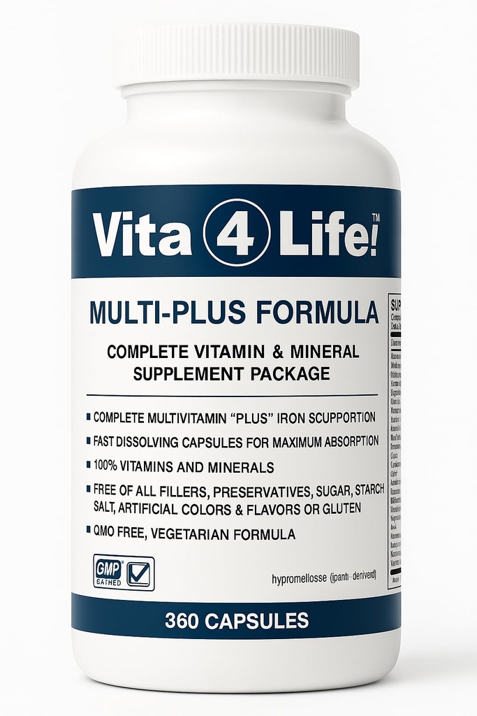 Vita4Life! ® Bariatric Multivitaminer Multi- Plus Formel 124; 483% jerntilskud 124; 360 Fast- Absorbing Kapsler 124; Komplet vitamin B Complex til Gastric Bypass & Sleeve Patienter
