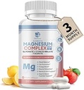Magnesiumsupplement 500mg, Magnesiumglycinat, Malat, Taurat, Citrate Complex & Herbal Ekstrakter, Høj Absorption Chelated 90 Vegansk ikke- GMO kapsler til Balanceret Wellness og Afslapning