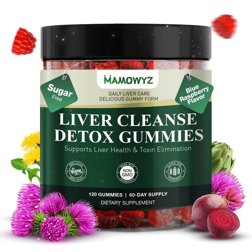 Liver Cleanse Detox & Repair - Sugar Free & Vegan Gummies, Milk Thistle Liver Detox Supplement, Supports Liver Detox, Ginger Root, Choline & Dandelion Root, Silymarin Infused, 120 Gummies