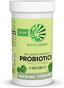 Sunwarrior Probiotika Soil- baserede Vegan Kapsler Note 124; 10 milliarder CFU til fordampning Soy Free Gluten Free Dairy Free