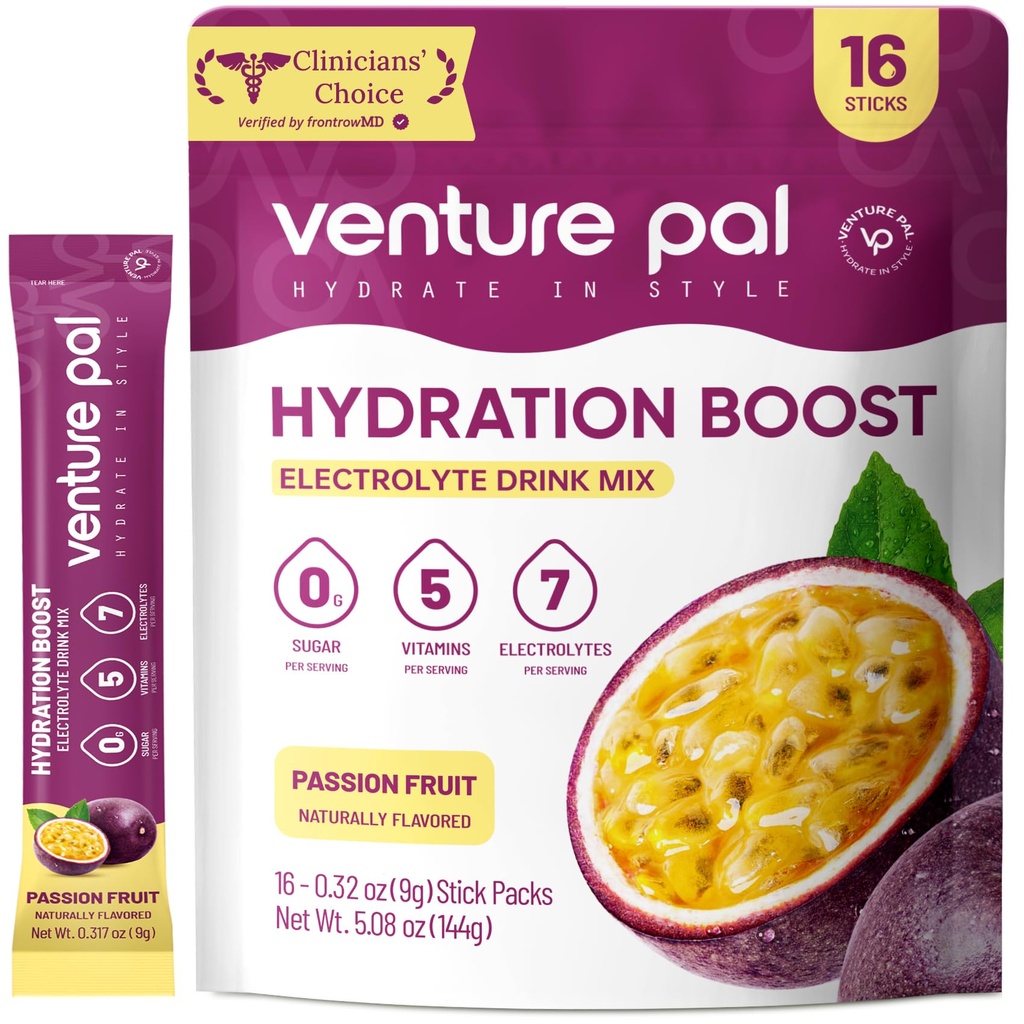 Venture Pal Sugar Free Electrolyte Powder Packets - Flydende Daily IV Drink Mix for Rapid Hydration & Party Recovery