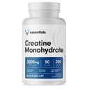 Bucked Up Essentials Creatine Monohydrate 3000mg | Micronized Creatine | Non GMO Gluten Free Third Party Tested | Daily Creatine Supplement Capsules (200 Capsules, 50 Servings)