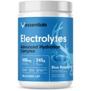 Bucked Up Essentials Electrolytes Blue Raspberry | Advanced Hydration Complex with 500 mg Electrolytes Per Serving | Gluten Free Non GMO Third Party Tested Drink Mix | 230g (50 Servings)