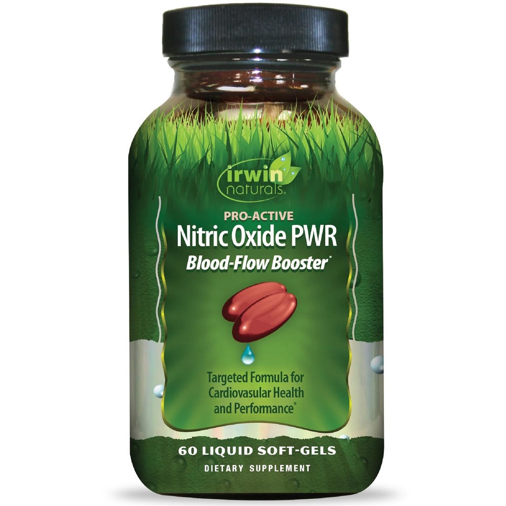 Irwin Naturals Pro- Active Nitroxide PWR - 60 Flydende Soft- Gels - Blod- Flow Booster med L- Citrullin, Beet Root & Red Spinach