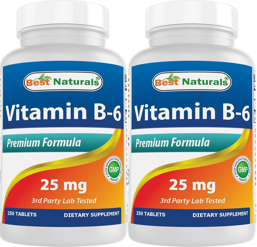Bedste Naturals Vitamin B6 25mg 250 tabletter (250 greve (pakke med 2))