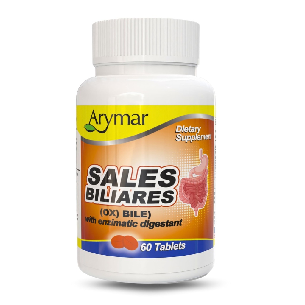Arymar Sales Biliares Ox Bile med fordøjelsesbesvær Enyzmes 60 Tabs