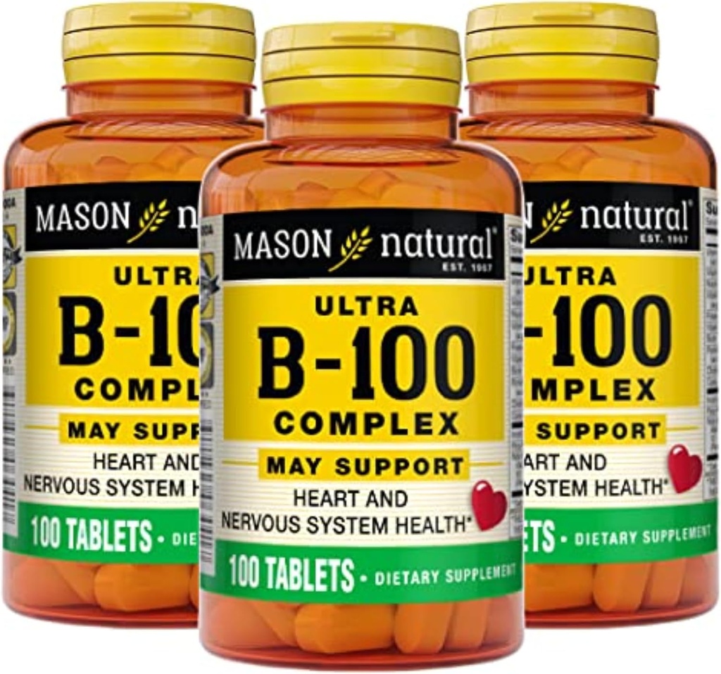 MASON NATURAL Ultra B, 100 Complex, 300, Day Supply, for Normal immunforsvar og energi Metabolisme, 3 Pack