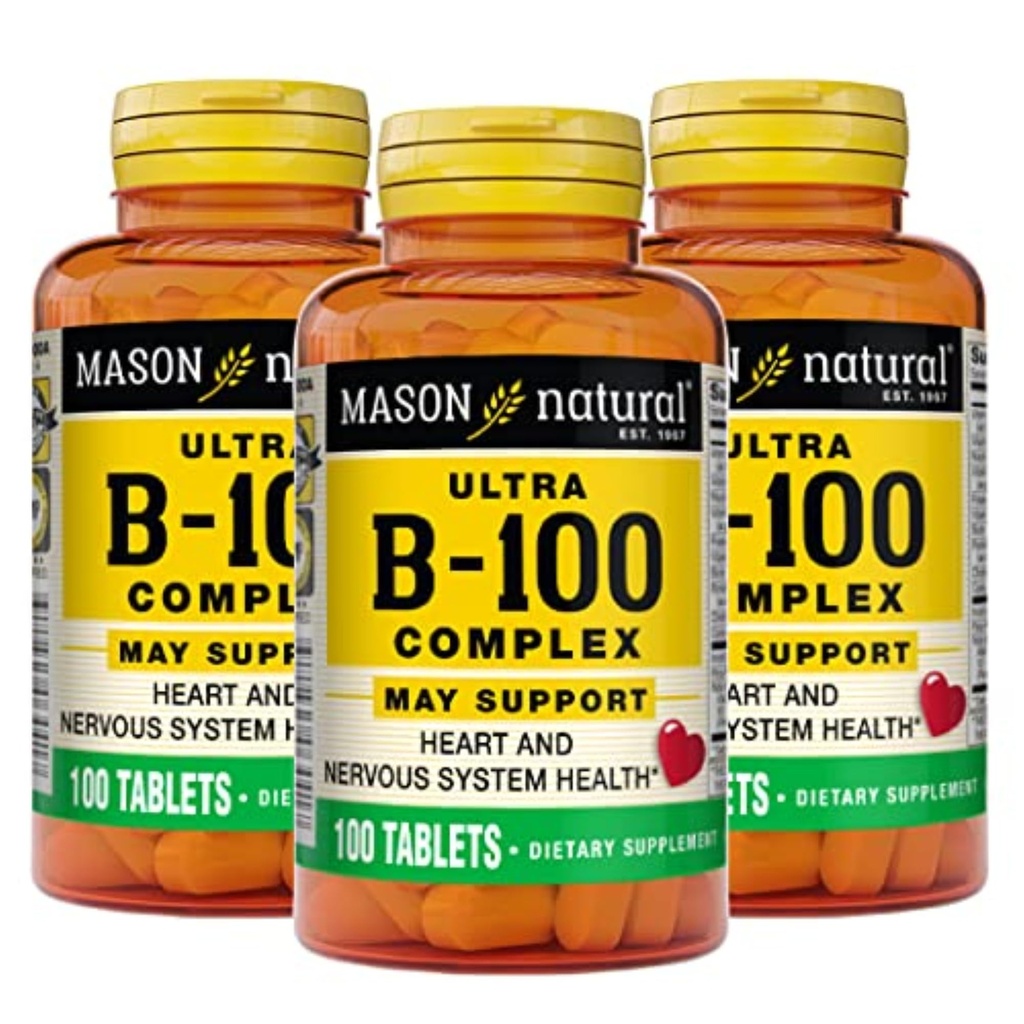 MASON NATURAL Ultra B, 100 Complex, 300, Day Supply, for Normal immunforsvar og energi Metabolisme, 3 Pack