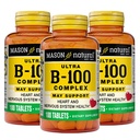 MASON NATURAL Ultra B, 100 Complex, 300, Day Supply, for Normal immunforsvar og energi Metabolisme, 3 Pack