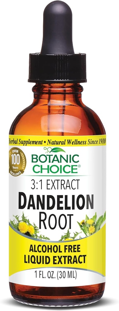 Botanic Choice Mælkebøtte Rod, Alkohol fri væske Udtræk -Traditionel støtte til leversundhed, Rengøring toksiner, Aid Digition-1 Fluid Ounce