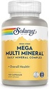 SOLARAY Mega Multi Mineral, Iron Free - Daily Mineral Supplement w/Trace Minerals, Electrolytes, Calcium, Magnesium, Zinc, Selenium, Boron - Cellular Energy, Immune Support, 60-Day Guarantee, 25 Serv
