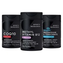 Sports Research® Celular Energy Pack - Plant Based Vitamin B12 as Methylcobalamin 2000mcg + CoQ10 100mg Enhanced w/Coconut Oil & Bioperine + High-Absorption Magtein® 2000mg