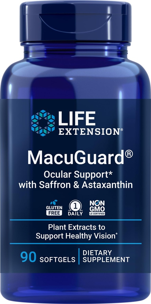 Life Extension MacuGuard Ocular Support 90 softgels with Saffron & Astaxanthin