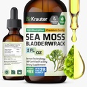 BIO KRAUTER Irish Sea Moss Drops - Chondris Crispus Sea Moss tillæg med Bladerwrack - Alkohol & Sukker Free Jod tillæg - 2 Fl.Oz.
