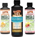 Barlean 's Vegan Omega 3 Algae Oil Liquid Supplement Bundle, omfatter Flaxseed og Algae Oil Blend, Ginger Peach, og Pink Lemonade Flavors, EPA og DHA Fedtsyrer