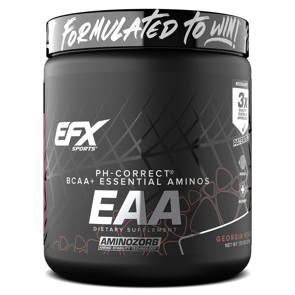 EFX Sports Training Ground EAA - 124; Essential Aminosyrer Supplement - 124; Energi & Protein Syntese - 124; Pre, Intra, eller Post Workout - 124; 40 Serveringer (Georgia Peach)
