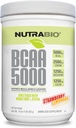 NutraBio BCAA 5000 Powder - Gæret forgrenet kæde Aminosyrer til muskelvækst & Inddrivelse - Naturlige smagsstoffer, sødestoffer og farve, Vegan, Gluten Free - Jordbær Lemonade, 60 Servere