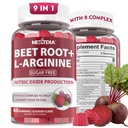 Beet Root Gummies & L- Arginin, nitrogenoxid Kosttilskud til mænd og kvinder w / Organic Beets, B1, B2, B3, B5, B6, Folate, B12 for Energy Boost & Circulation Support, Sugar Free, 120 Cts