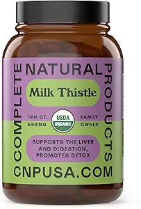 Komplette naturlige produkter Pure Organic Milk Thistle Kapsler - 500 mg Silymarin Pulver 100 Piller