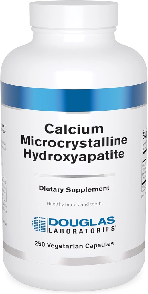 Douglas Laboratories Calcium Mikrokrystallinsk Hydroxyapatit - Tænder og knogler Sundhedsstøtte * - med Calcium & Phosphorus Mikronutrients - Kosttilskud - 250 Vegetariske kapsler