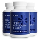 BIOMA Night Metabolism & Sleep - Supports Digestion, Energy Metabolism & Restful Sleep with Melatonin, Vitamin D, Magnesium & More - 180 Capsules (3 Pack, 90-Day Supply)