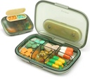 Toplive 6 Compartments Small Pill Case Travel Pill Organizer Pocket Medication Travel Case Portable Small Pill Container med Magnet Light -Proof Mini Pill Box, Grøn