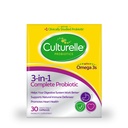 Culturelle 3- in-1 Komplet Probiotisk Daglig Formel, En gang pr dag Probiotisk supplement, Hjælper dit fordøjelsessystem arbejde bedre, Understøtter naturlige immunforsvar, Plus Omega 3 s, Non- GMO, 30 Greve