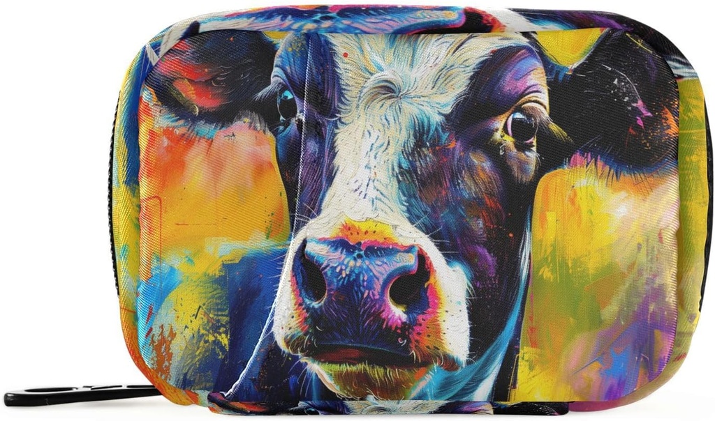 Pill Box Fun Cow 7 Dag Pill sag Rejse Pill Organizer Bag med lynlås Portable ugentlige Vitamin Medicin Supplement Holder Pouch Bag