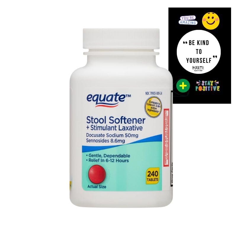Maker Explorador Equate Stool Softener Plus Stimulant Laxative Tablets for Constipation, 240 Count and Card Gift Private Label