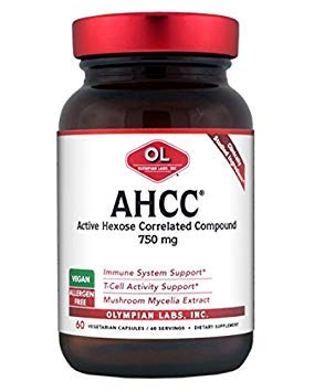 Olympian Labs Premium AHCC Supplement- 750mg AHCC per Capsule- Understøtter immunforsvar, lever funktion, og naturlige killer Cell Activity- 60 Caps