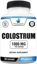 Amerikanske Standard Kosttilskud Colostrum Kapsler - 1000mg Per Serving, 60 Kapsler, USA Sourced Cow Colostrum, Standardiseret til 25% Immunoglobuliner (IgG)