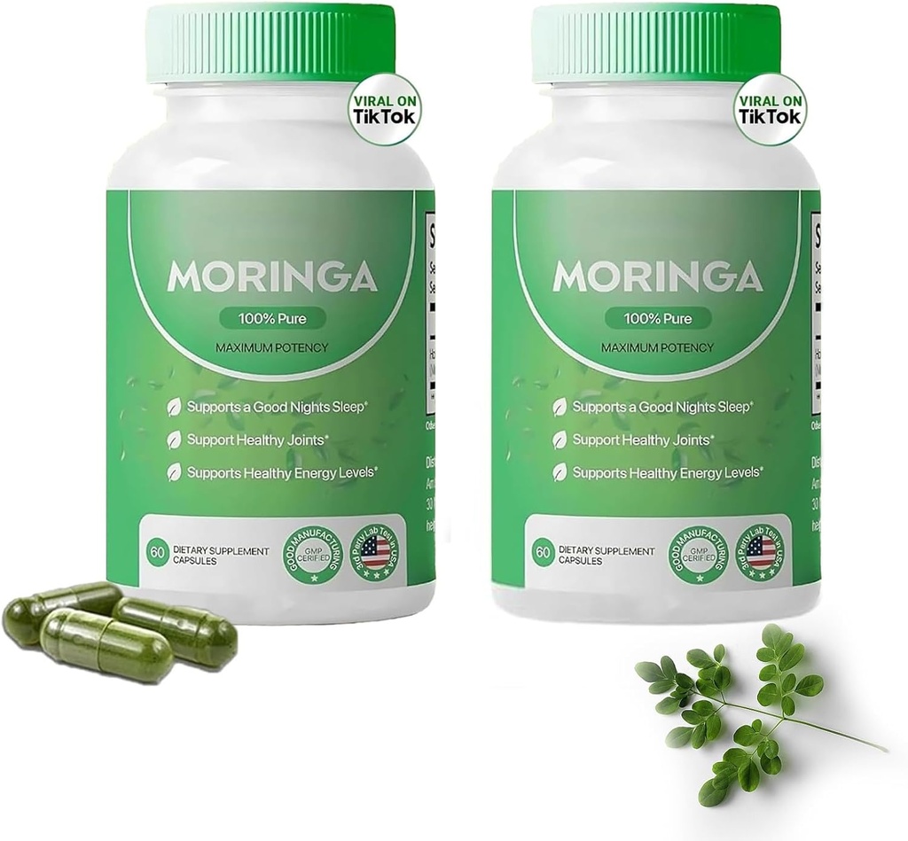 Moringa kapsler, Pure Moringa pulver kapsler - 800mg af nærings- Rich Moringa- Promoces Energy, Gut Well- Being (2)