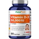 NusaPure Vitamin D3 50,000 IU 90 Veggie Capsules (Non-GMO)