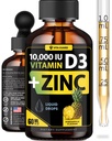 Vita Guard Vitamin D3 Drops with Zinc – 10,000 IU D3 & 15 mg Zinc Liquid Supplement – Immune Support for Men & Women – Sugar-Free Pineapple Flavor – 30-Day Supply