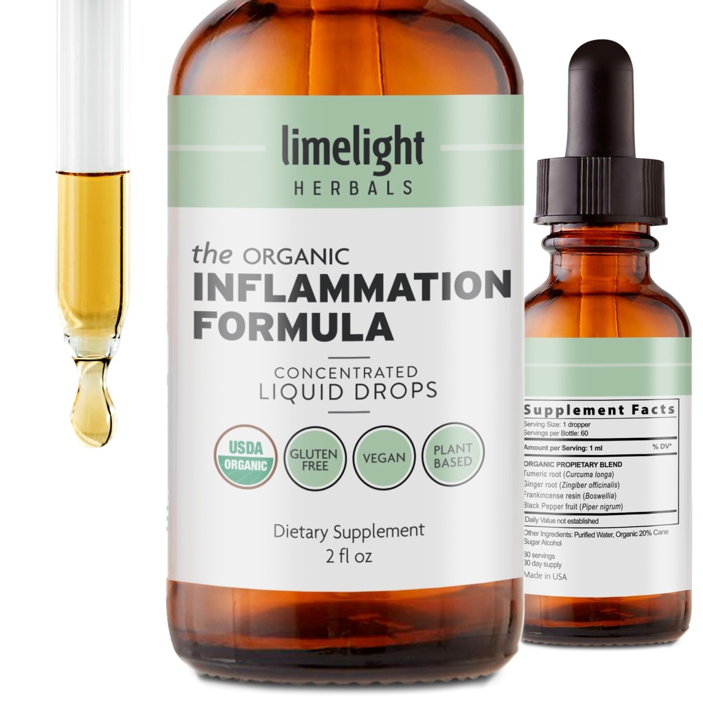 Organic Inflammation Formula Advanced Liquid Drops – Turmeric, Ginger, Boswellia & Black Pepper – Whole-Body Wellness & Inflammatory Support, Joint & Mobility Support – Vegan, Non-GMO – 60 Servings